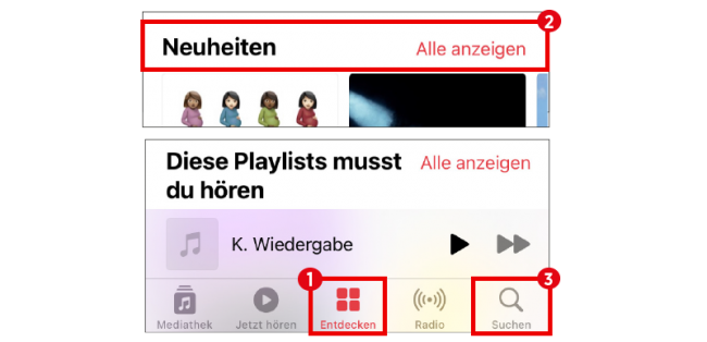 iPhone Musik hören_Neue Musik bei Apple Music finden