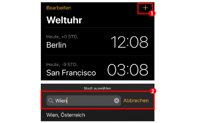 iPhone Ratgeber Uhr und Kalender_Weltuhr